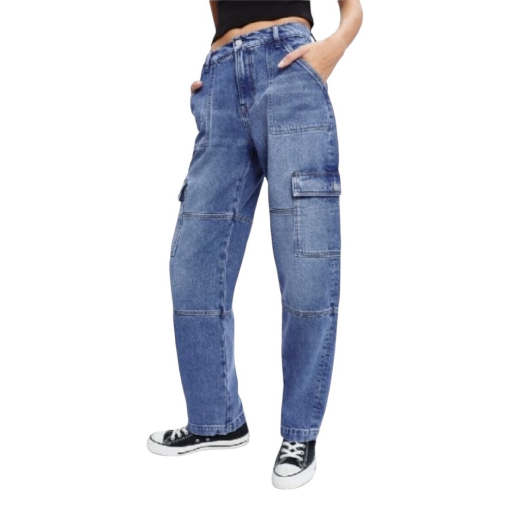 REFORMATION women's size 26 Mckenna mid rise slouch cargo seneca wide leg jeans